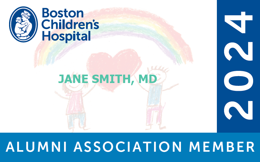 Image of Boston Children's Hospital Alumni Association 2024 membership card.